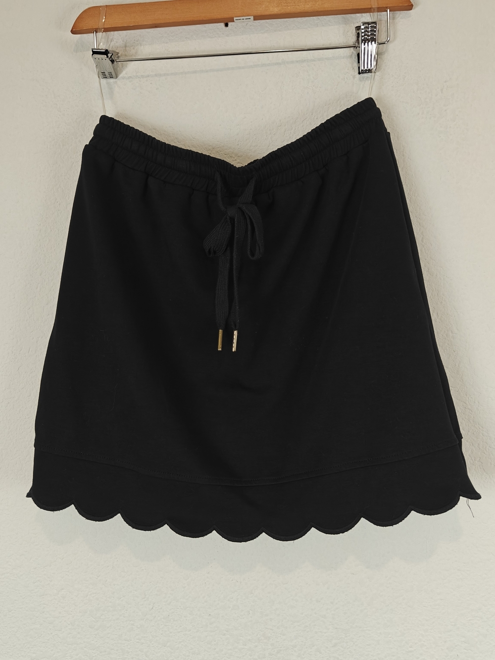 Entro Scallop Hem Skort Mini Skirt Black Athleisure Drawstring Shorts Lined Sz S - Picture 3 of 12